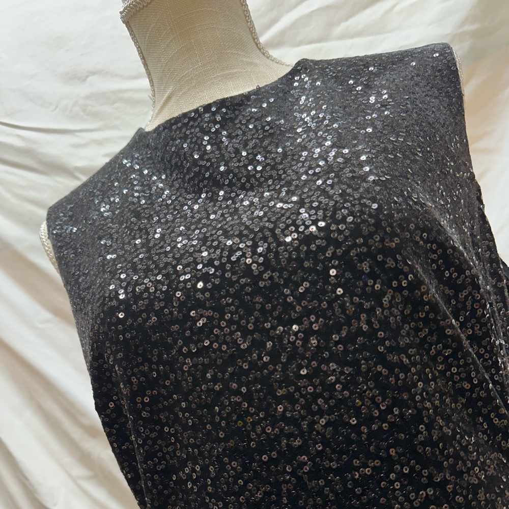 NWT Zara Sequin Black Velvet Mini Dress Size Large - Picture 5 of 14